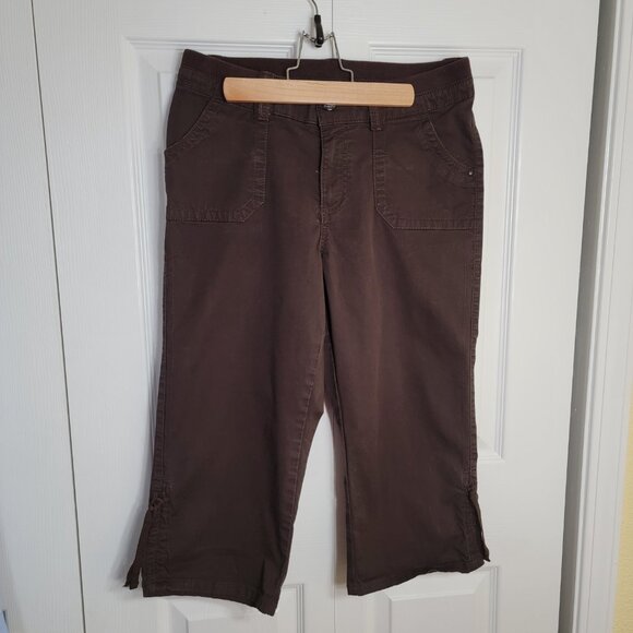 Lee Easy Fit Capris Pedal Pusher Pants Brown Women's Medium Stretch Waist - Picture 14 of 15